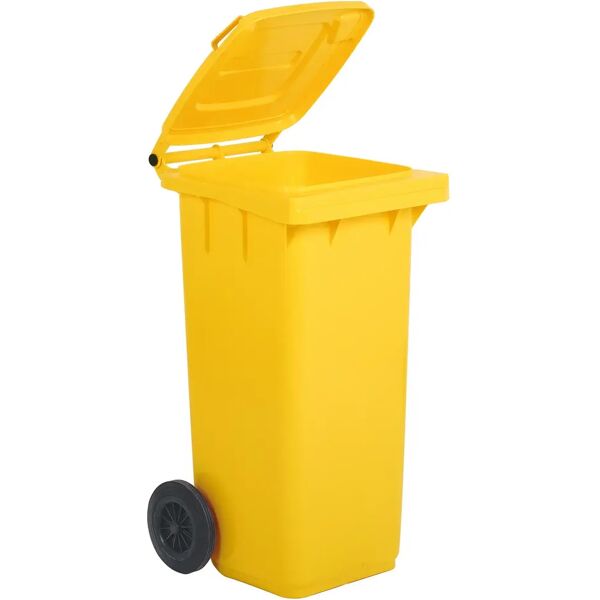 tecnomat bidone carrellato mobilplastic 120 l giallo con coperchio