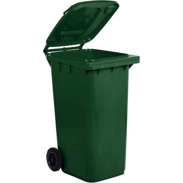 tecnomat bidone carrellato mobilplastic 240 l  verde con coperchio