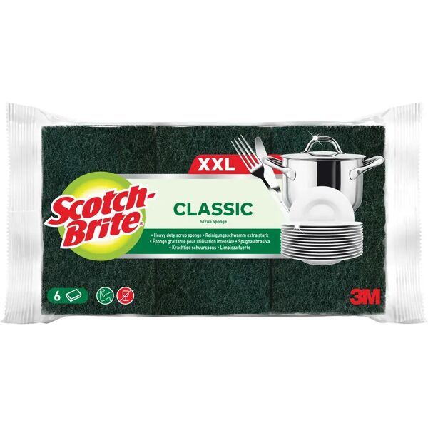 3m spugna scotch brite classic xxl spugna gialla e fibra verde con salvadita 4 pezzi