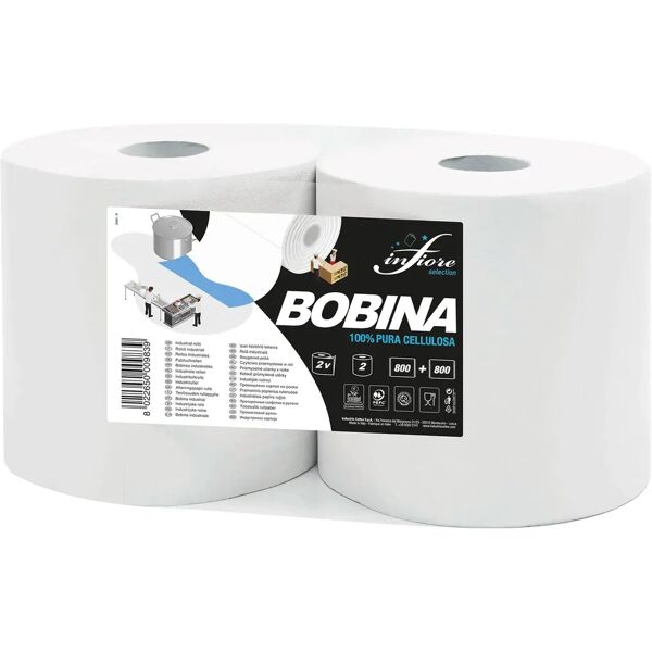 tecnomat 2 rotoli di carta 800 strappi 170 m x 22 cm Ø 26 cm 2 veli pura cellulosa