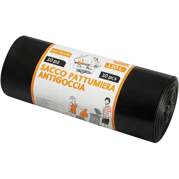 tecnomat sacco pattumiera elepacking 72x110 cm nero 40 my rotolo da 10 pz