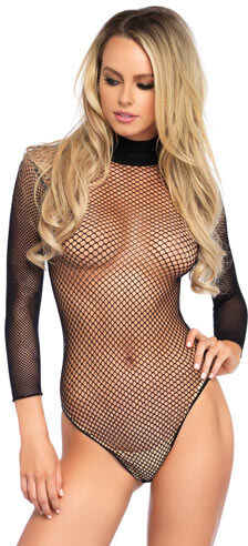 LEG AVENUE Body a maglie turtleneck fishnet teddy