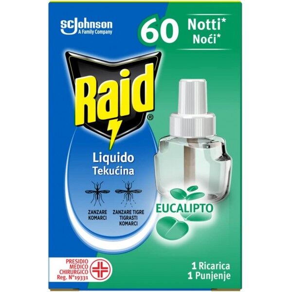 Antica Farmacia Orlandi Raid Ricarica Liquida Per Zanzare Tigre E Comuni 35ml.Con Aroma Di Eucalipto 60 Notti