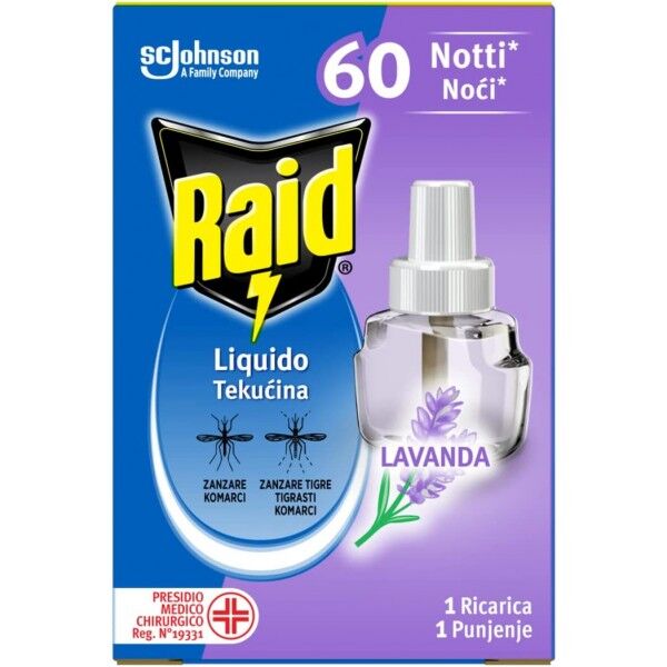 Antica Farmacia Orlandi Raid Ricarica Liquida Per Zanzare Tigre E Comuni 35ml.Con Aroma Di Lavanda 60 Notti