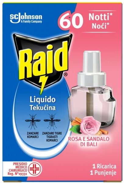 Antica Farmacia Orlandi Raid Ricarica Liquida Per Zanzare Tigre E Comuni 35ml.Con Aroma Di Rosa E Sandalo Di Bali 60 Notti