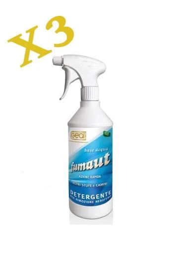 Geal Fumaut Detergente Per La Pulizia Di Nerofumo Per Vetri Camini E Stufe 3x0,75lt