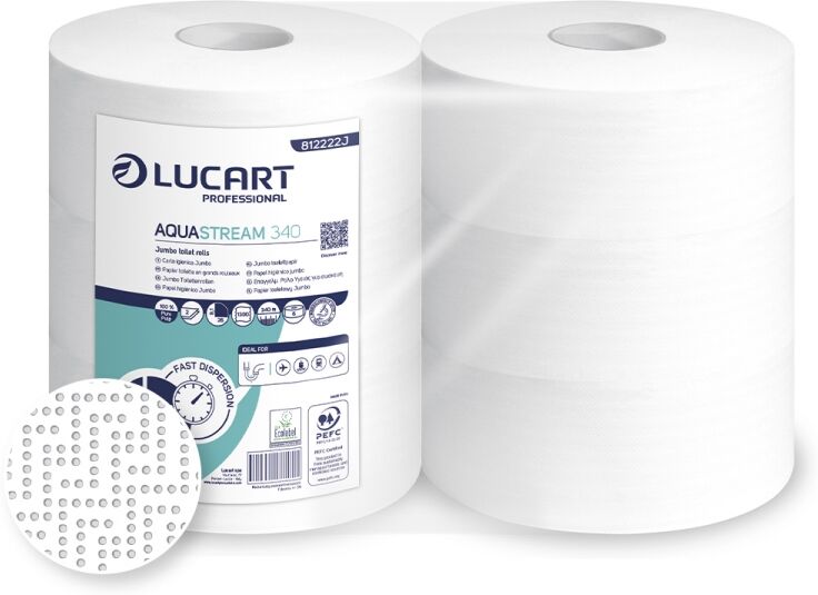 Lucart Bancale da 24 confezioni di carta igienica Aquastream 340 Maxi Jumbo da 6 rotoli