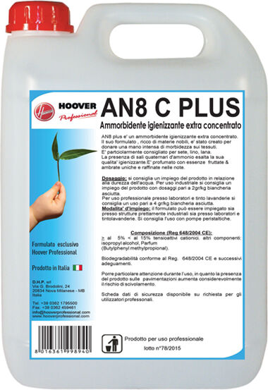 Hoover Ammorbidente Bio igienizzante extra concentrato AN8 C tanica da 5 Lt.