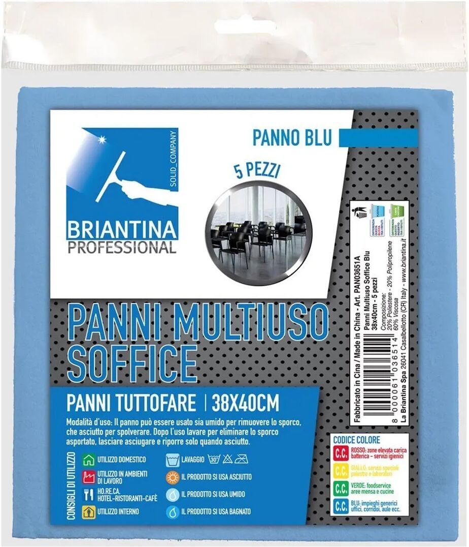 Panno Multiuso Soffice 38x40 Cm Blu 5 Pezzi