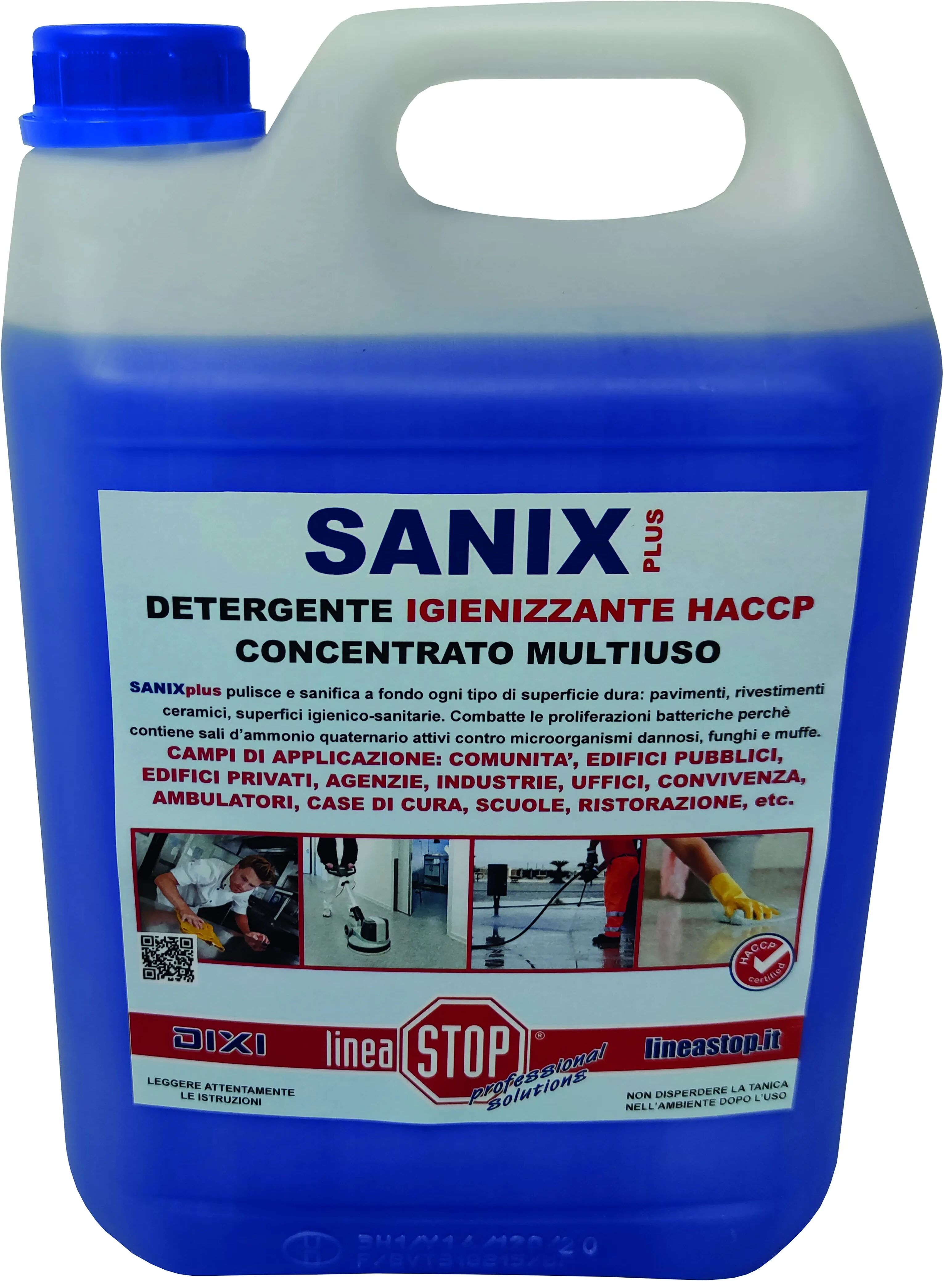 DIXI Igienizzante Sanix Plus  Haccp 5 L Specifico Per Ristorazione Sanificante Concentrato