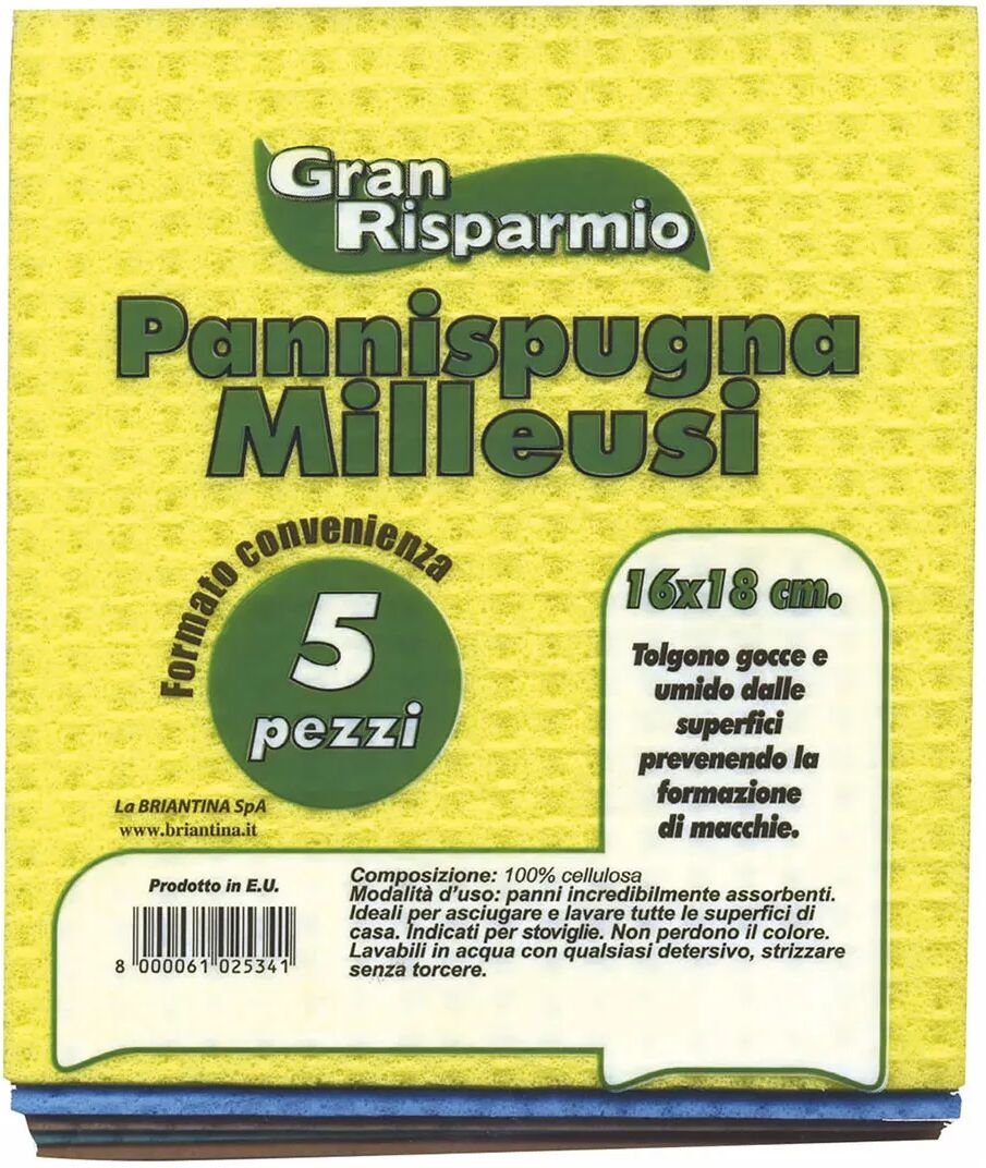 5 Panni Spugna Multiuso Stupenda 16 X 18 Cm