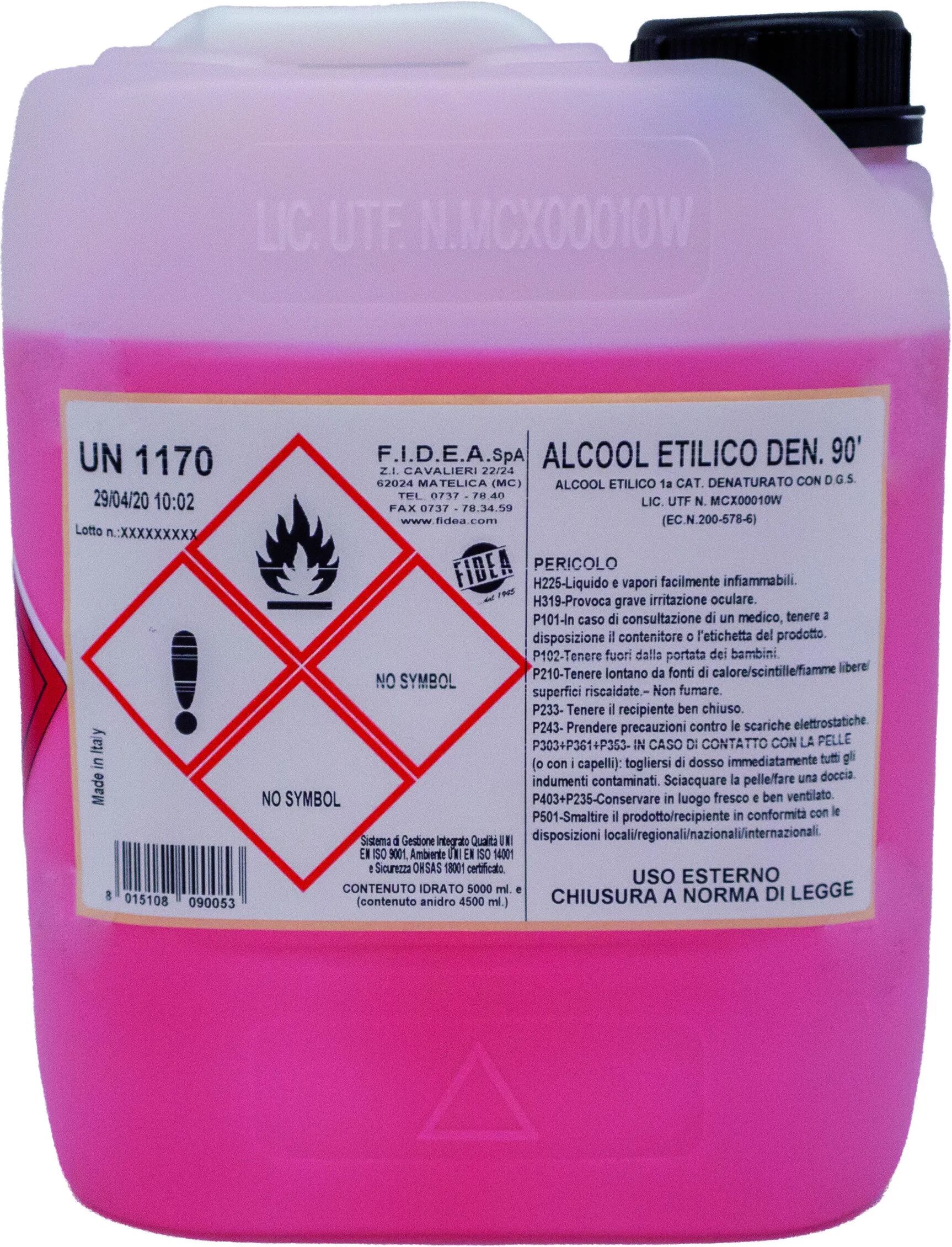 FIDEA Alcool Etilico 90° Denaturato 5 L