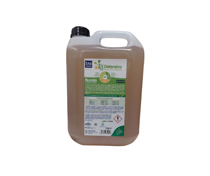 tea natura Detersivo liquido Ri-detersivo a mano e lavatrice 5 LT con Oli di Recupero