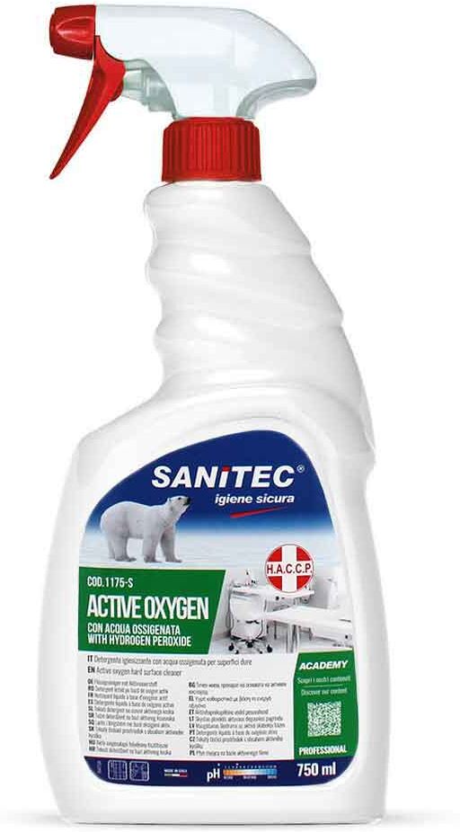 Active Oxygen Detergente Igienizzante Spray Con Acqua Ossigenata Sanitec 750 Ml