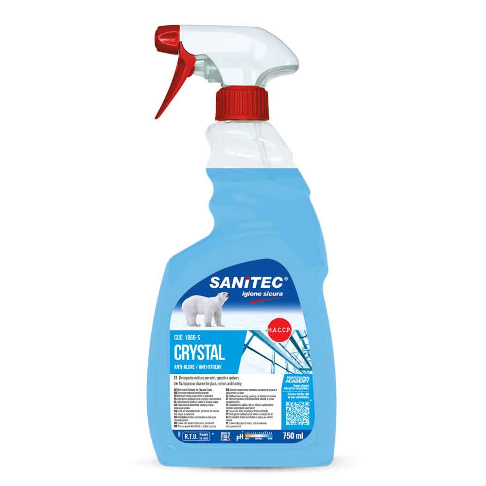 Crystal Detergente Spray Vetri E Multiuso Antialone Sanitec 750 Ml