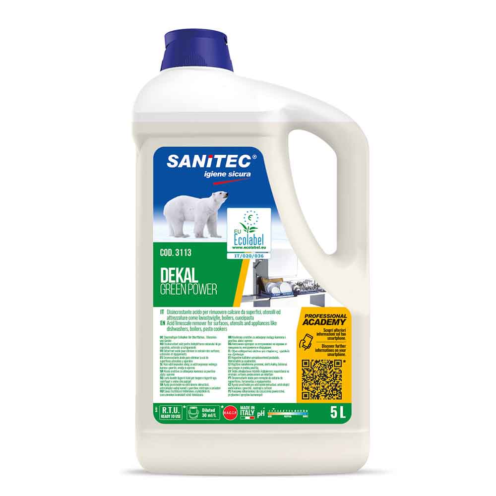 Dekal Green Power Detergente Ecologico Sanitec Tutte Le Durezze Dell&#039;Acqua 5 L