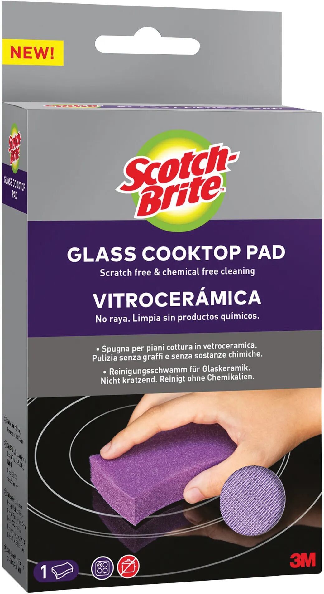 3M SPUGNA SCOTCH BRITE PER VETROCERAMICA SENZA PRODOTTI CHIMICI VIOLA 1 PEZZO