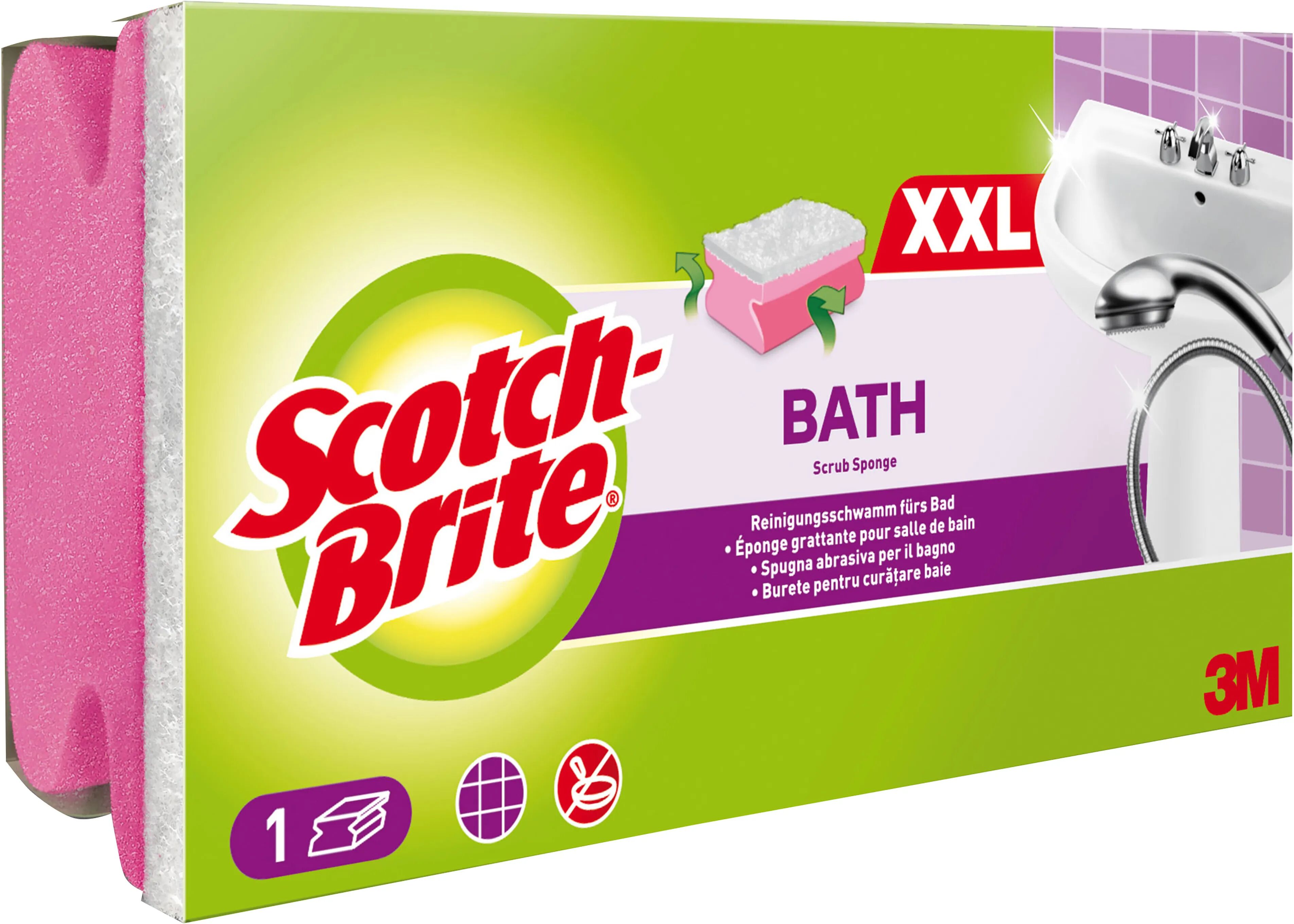 3M SPUGNA SCOTCH BRITE PER BAGNO XXL ANTIGRAFFIO E SALVAUNGHIE  ROSA XXL 1 PEZZO