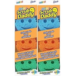  Scrub Daddy – Esponja original, estropajo sin arañazos para  platos y hogar, resistente al olor, suave en agua tibia, firme en frío,  limpieza profunda de cocina y baño, multiuso, apto para