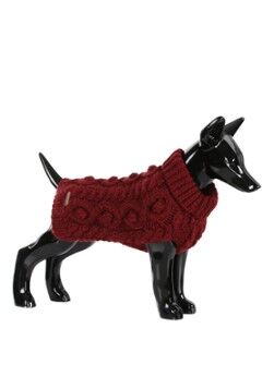 PAIKKA Grofgebreide trui in wolblend voor hond - Bordeauxrood