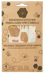 Bee's Wax Beeswax herbruikbare bijenwasdoek set van 4 - Wit