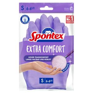 Spontex 12307016Extra Comfort premium huishoudhandschoenen met zachte textielvoering ideaal voor alle schoonmaakwerkzaamheden in het huishouden wasbaar op 30 C maat S 6-6 5 1 paar paars S