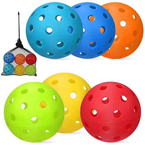 JZGDX Pickleball-ballen: 6-pack pickleball-ballen for buiten, pickleballs voldoen aan de UASPA-vereiste 40-gaats ballen, gemengde kleuren / 127/2156