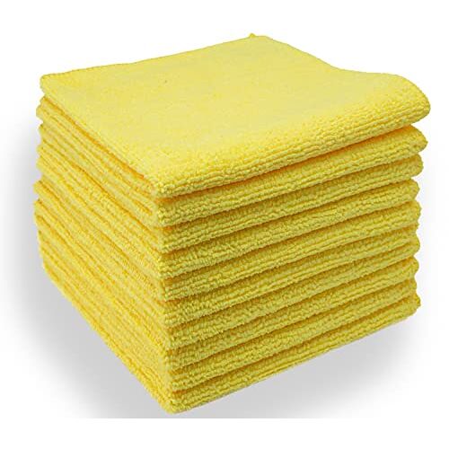 SBS Microvezeldoeken, 10 stuks, 30 x 30 cm, wasbaar, geel, voor huishouden, auto, motorfiets, enz. poetsdoeken, poetsdoeken, huishouddoeken