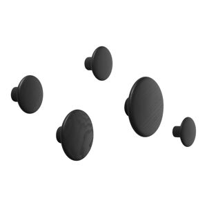 Muuto - The Dots Coat Hooks Set Of 5, Black - Kroker - Lars Tornøe - Svart