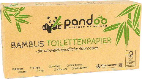 Pandoo 3-lags Bambus Toiletpapir - 8 stk - 1 Pakker