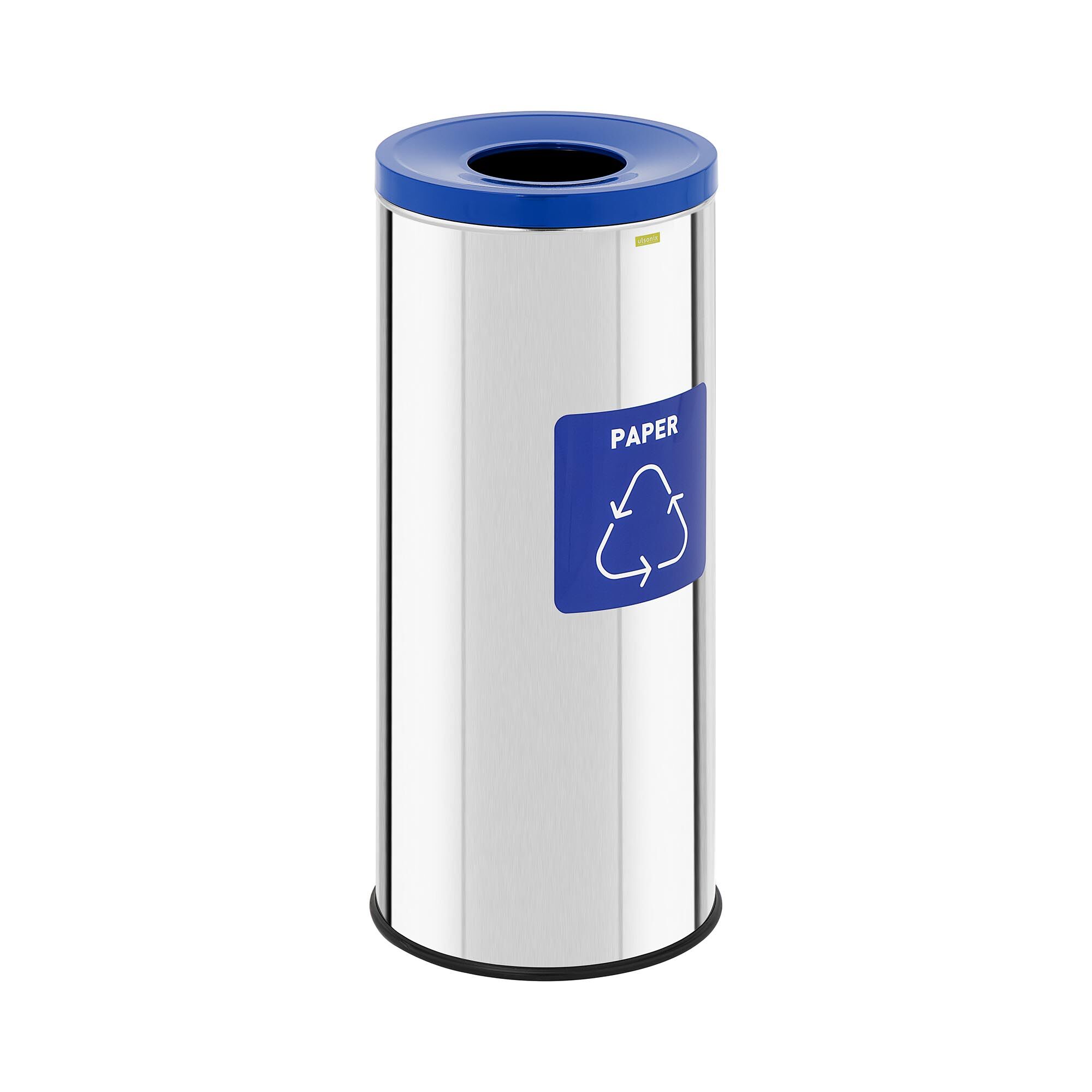 ulsonix Kildesorteringsbeholder - 45 L - blank stål - etikett for resirkulerbart materiale - papir 10050291