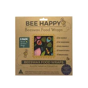 Bee Happy Beeswax Food Wraps - 3 Pak