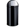 helit Pojemnik na odpady ''Push'' ze stali, poj. 50 l, wys. x Ø 745 x 360 mm, czarny