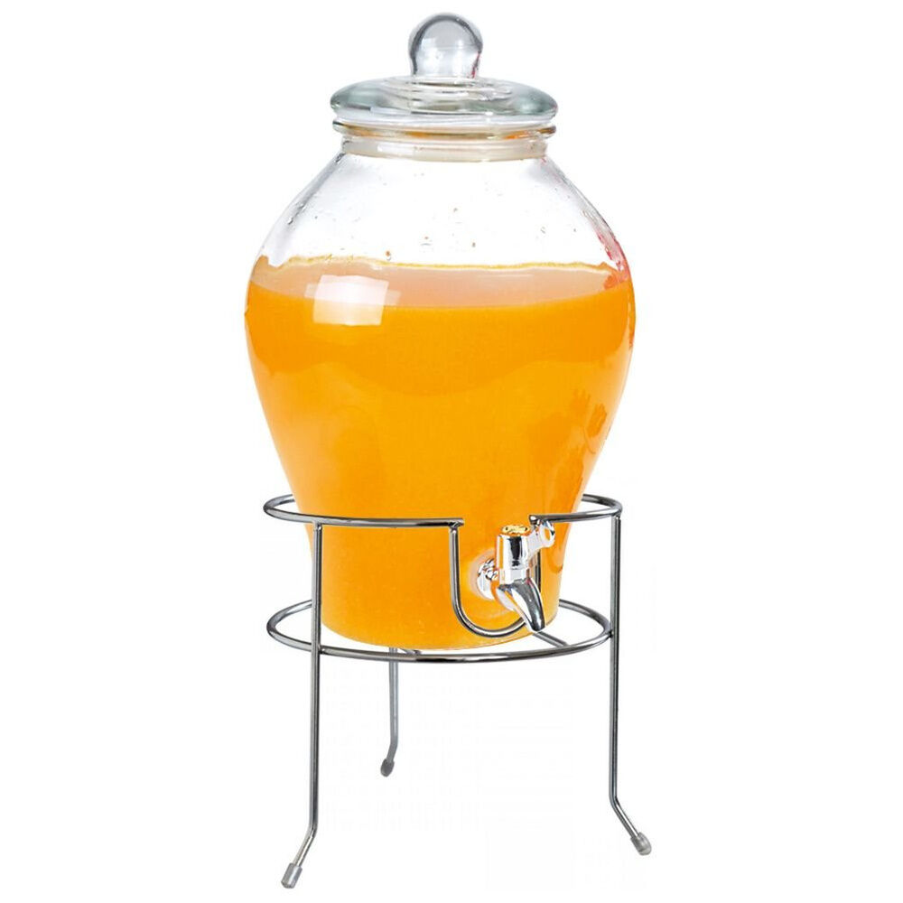 Orion Słój słoik dystrybutor szklany z kranikiem kranem do napojów lemoniady 6,5 l + stojak ze stojakiem