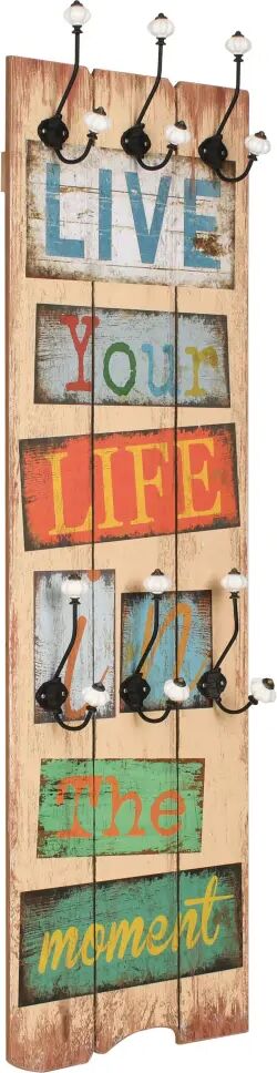 vidaXL Cuier de perete cu 6 cârlige, 120 x 40 cm, LIVE LIFE