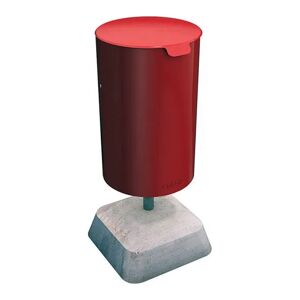 Papperskorg med lock och betongfot Lixa, röd, 25 liter