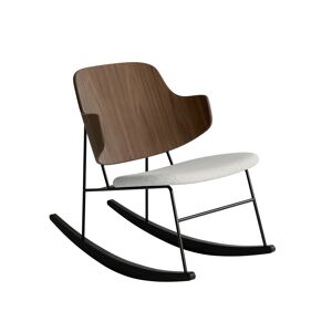 Audo Copenhagen - The Penguin Rocking Chair, Walnut, Hallingdal 0110 - Grey - Grå - Fåtöljer - Läder/metall/trä