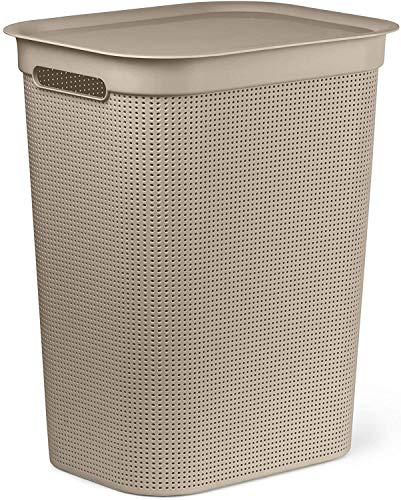 Rotho Brisen tvättsamlare 50 l med lock, plast (PP) BPA-fri, beige, 43 x 34 x 53 cm