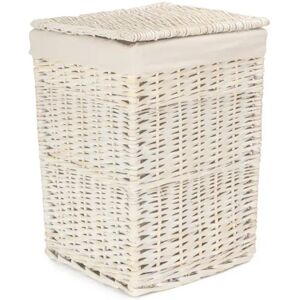 August Grove Wicker Laundry Bin Basket with Lining gray/white 50.0 H x 33.0 W x 33.0 D cm