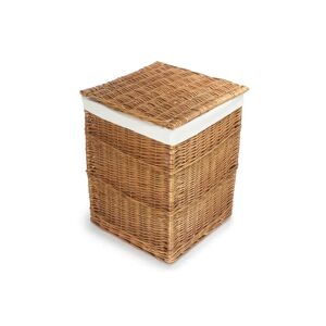 August Grove Wicker Laundry Bin Basket with Lining gray/blue/brown 61.0 H x 46.0 W x 46.0 D cm