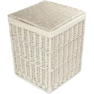 August Grove Wicker Laundry Bin Basket with Lining gray/white 61.0 H x 46.0 W x 46.0 D cm