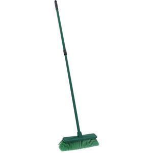 JVL - Outdoor Hard Bristle Broom with Telescopic Handle, Green