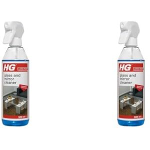 HG Glass and Mirror Cleaner, Streak-Free Glass Cleaner, Effectively Removes Grease & Dirt from Windows & Surfaces Quickly - 500ml Spray (142050106) (Pack of 2)