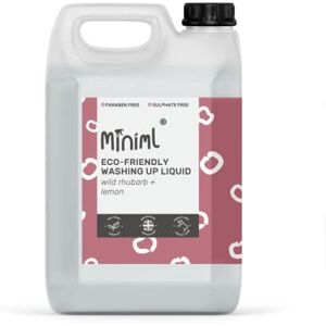 Miniml Eco Washing Up Liquid 5L Refill - Wild Rhubarb & Lemon Scented Non Bio & Skin Sensitive Friendly Dish Wash Cleaner Plant Based Vegan & Cruelty Free - Natural Cleaning Products (500 Washes)