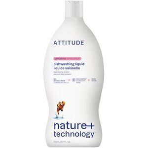 ATTITUDE Washing-Up Liquid, EWG Verified, Vegan Dish Soap, Plant Based, Naturally Derived Products, Unscented, 700 mL