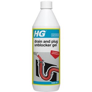 HG Drain & Plug Unblocker Gel, Effective Drain Unblocker, Drain Cleaner & Sink Unblocker, Drain Clog Remover & Toilet Unblocker, Heavy Duty Sink & Plug Hole Treatment - 1 Litre