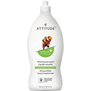 ATTITUDE Washing up Liquid, Advanced Degreasing Power, Plant- and Mineral-Based Ingredients, Vegan, Green Apple and Basil, 700 mL