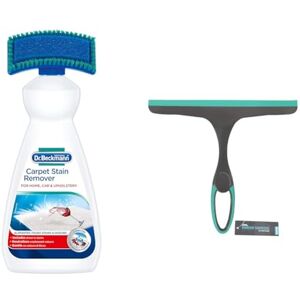 Dr. Beckmann Carpet Stain Remover Removes New and Dried-in Stains Includes Applicator Brush & JVL 20-043GY Hand Held Wiper Blade Window Squeegee, Grey/Turquoise