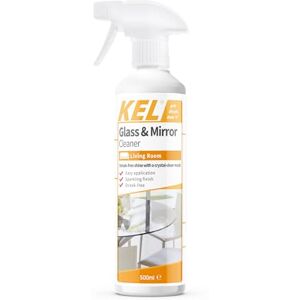 KEL - Glass and Mirror Cleaner Spray, Streak-Free Glass Cleaner, Effectively Removes Grease & Dirt from Windows & Surfaces Quickly - 500ml