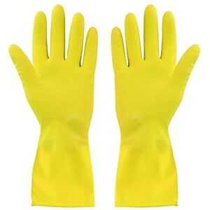 Elliott Household Cleaning Gloves, Latex Washing Up Gloves with extra long cuff and soft breathable lining, Long lasting quality in a Medium size, Yellow